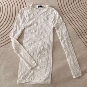 Balenciaga White Textured Long Sleeve Top